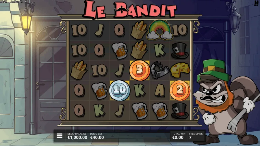 A Le Bandit cascade clearing matched symbols from the grid