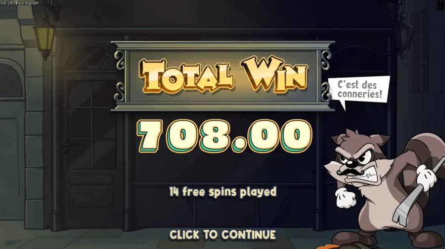 A Le Bandit win with the Rainbow symbol collecting the Golden Squares
